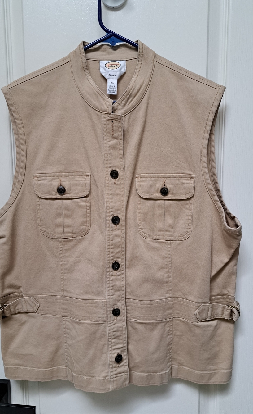Talbots Sleeveless Canvas Vest in Khaki Tan